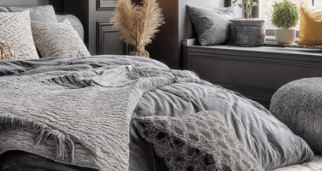 Gemütliches Schlafzimmer mit weichen Textilien